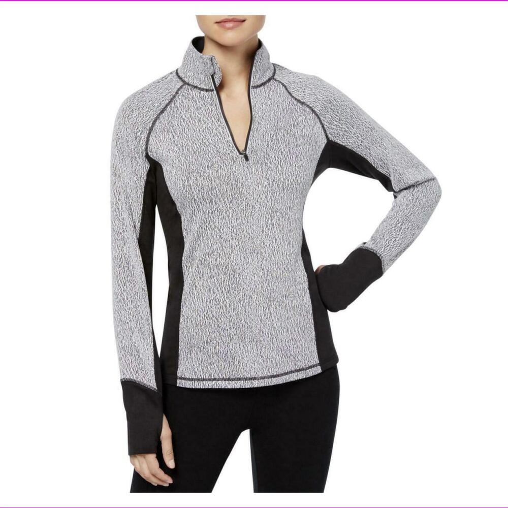 NEW IDEOLOGY brushed performance half zip jacket in white/black